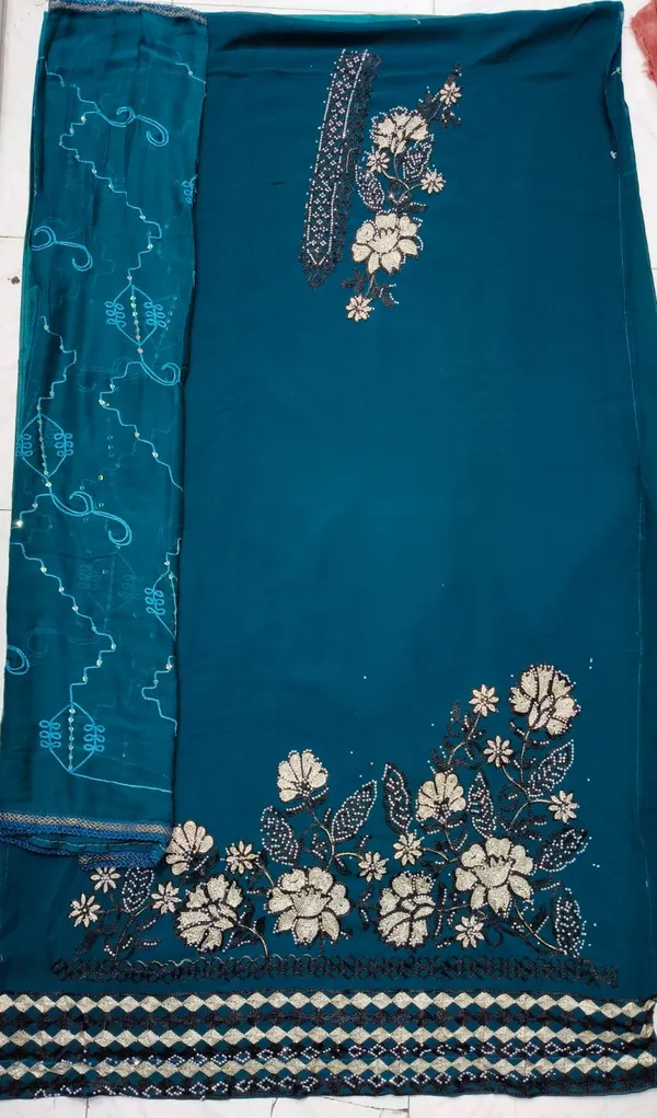 Teal_Georgette_Floral_Embroidered_Unstitched_Suit_For_Women