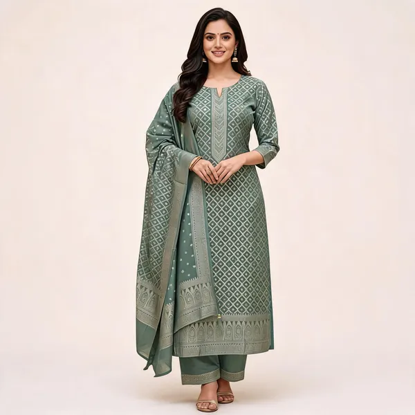Sage_Green_Jacquard_Printed_Straight_Kurta_Palazzo_Set_For_Women