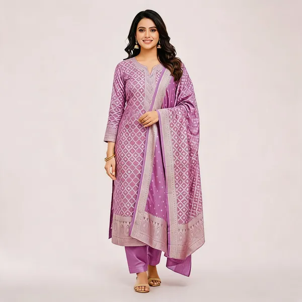 Mauve_Jacquard_Printed_Straight_Kurta_Palazzo_Set_For_Women