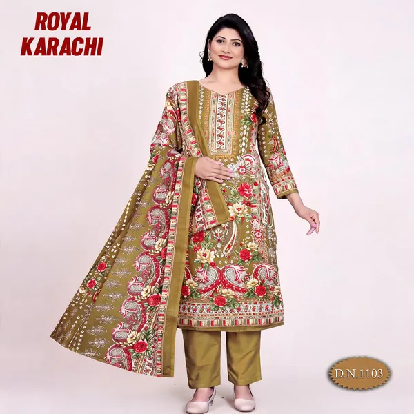 Olive_Cotton_Floral_Print_Straight_Unstitched_Suit_Set_For_Women