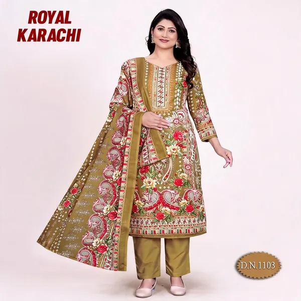 Olive_Cotton_Floral_Print_Straight_Unstitched_Suit_Set_For_Women