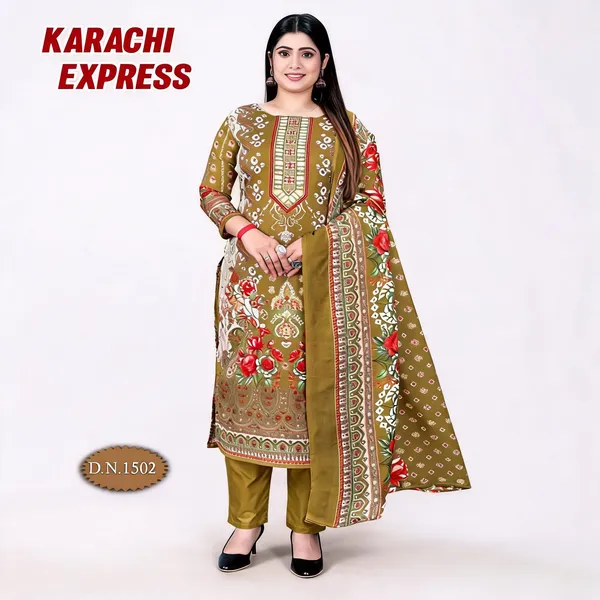 Olive_Cotton_Floral_Print_Straight_Kurta_Palazzo_Set_For_Women