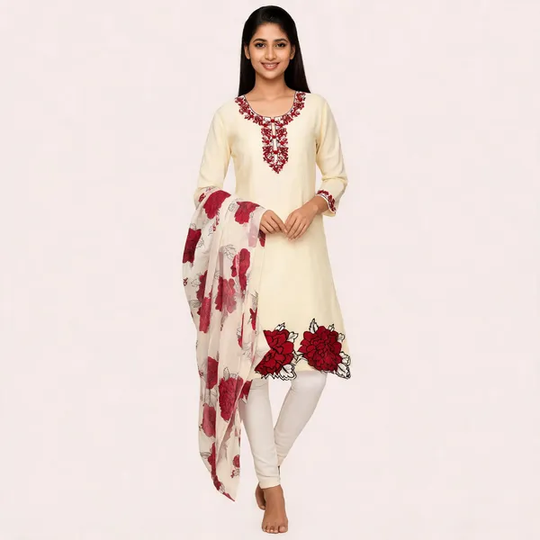 Cream_Cotton_Floral_Embroidered_Unstitched_Suit_For_Women