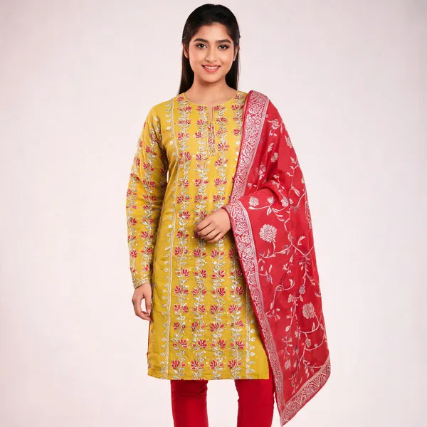 Yellow_Red_Embroidered_Unstitched_Suit_For_Women