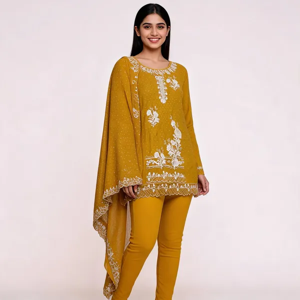 Mustard_Yellow_Georgette_Floral_Embroidered_Unstitched_Suit_For_Women