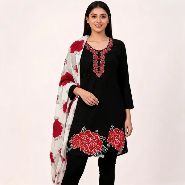 Black_Cotton_Floral_Embroidered_Unstitched_Suit_For_Women