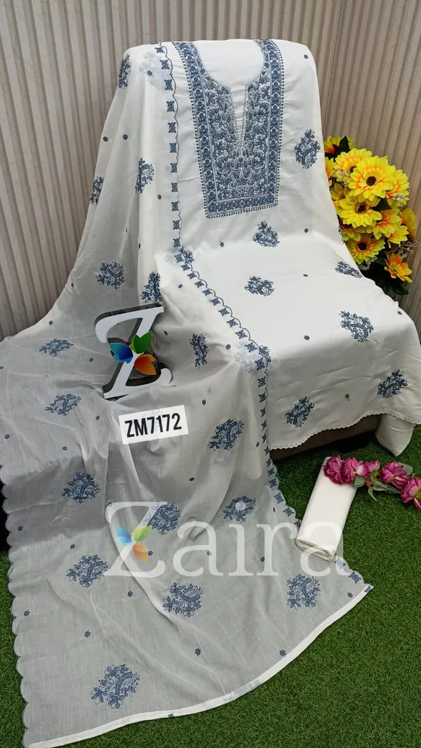 White_Cotton_Embroidered_Unstitched_Kurta_Fabric_For_Women