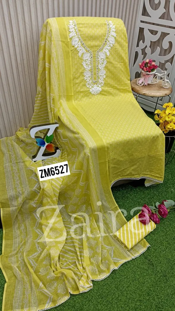 Yellow_Cotton_Embroidered_Unstitched_Kurta_Fabric_For_Women