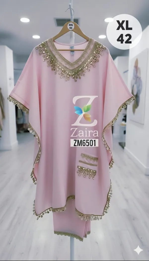 Pink_Modal_Muslin_Embellished_Kaftan_Co-Ord_Set_For_Women