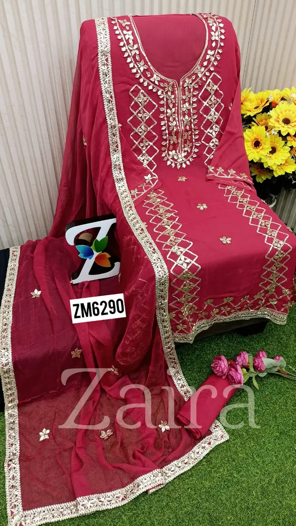 Maroon_Georgette_Unstitched_Kurta_Fabric_For_Women