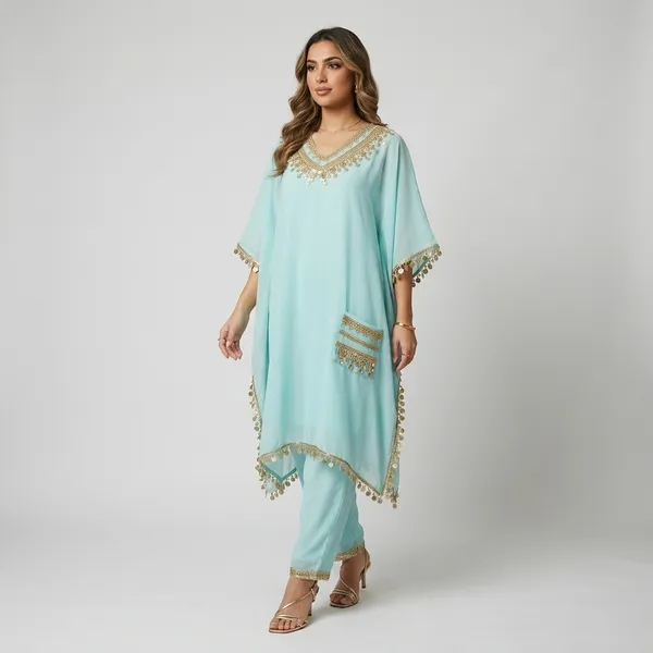 Firozi_Modal_Muslin_Embroidered_Kaftan_Set_For_Women