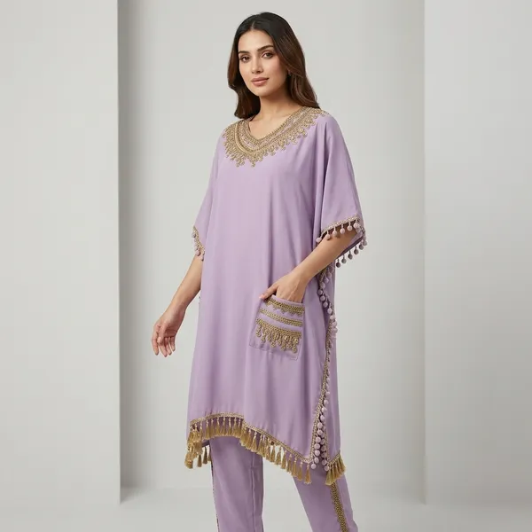 Lavender_Modal_Muslin_Embroidered_Kaftan_Set_For_Women