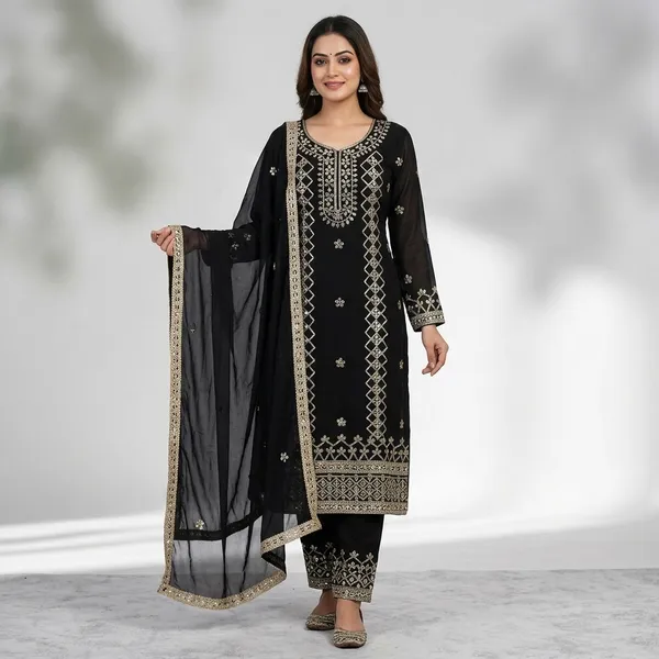 Black_Georgette_Embroidered_Unstitched_Kurta_Fabric_For_Women