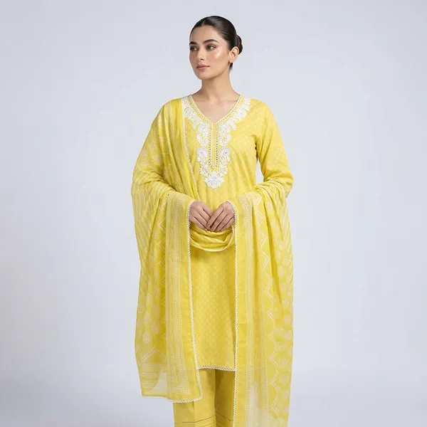 Yellow_Cotton_Embroidered_Unstitched_Kurta_Fabric_For_Women