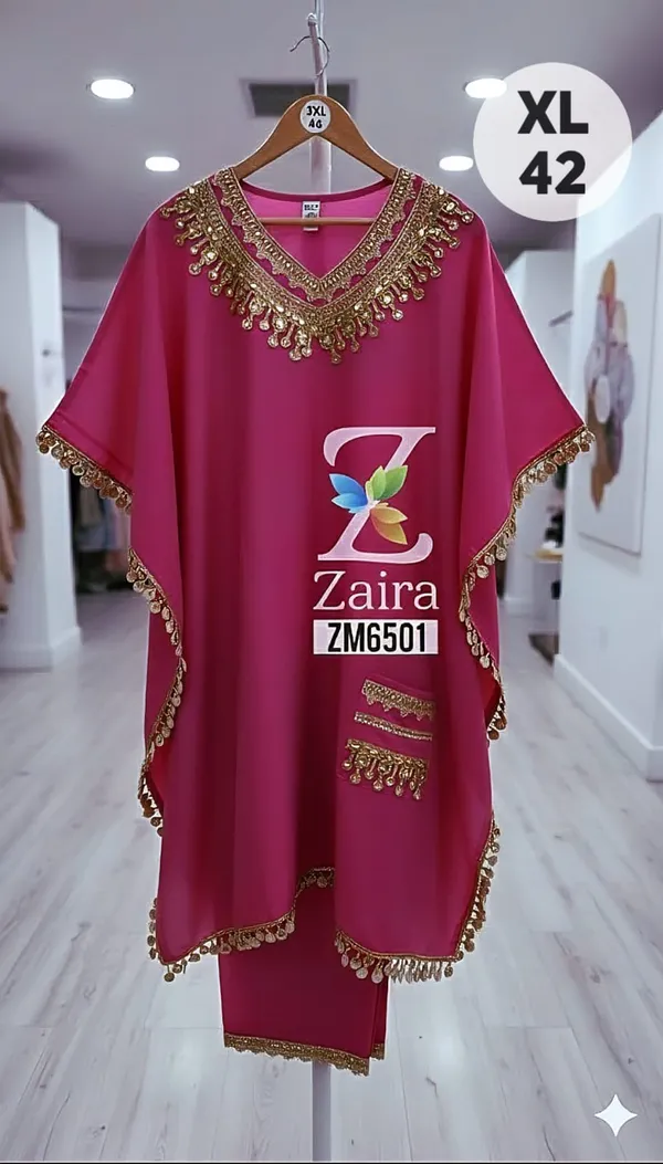 Majenta_Modal_Muslin_Embellished_Kaftan_Suit_For_Women