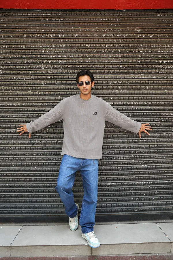 Grey_Corduroy_Oversized_Printed_Shirt_For_Unisex