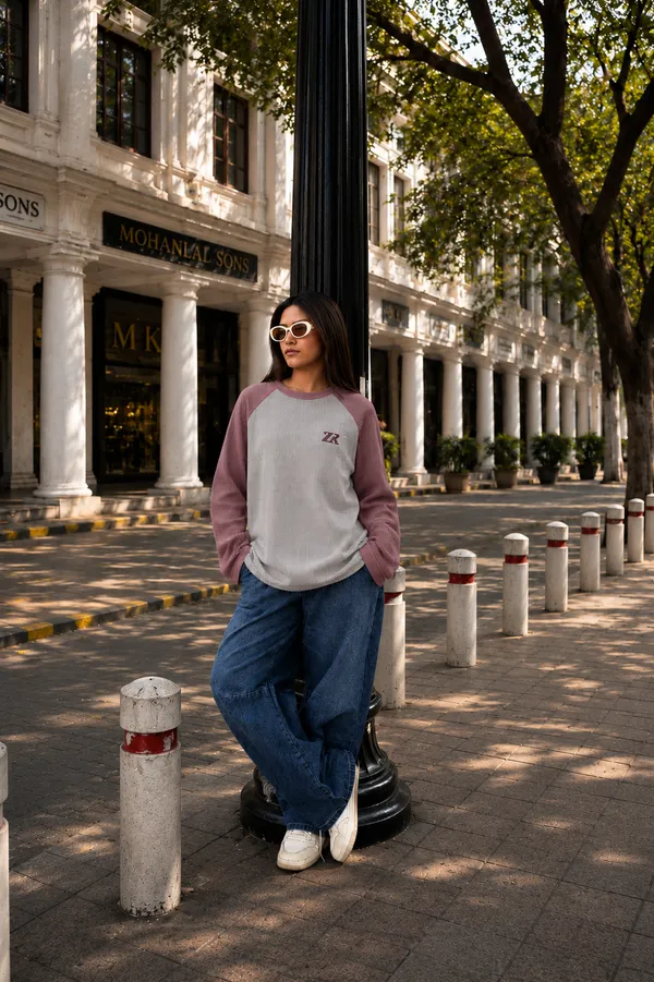 Grey_And_Mauve_Cotton_Raglan_Full_Sleeve_T-Shirt_For_Unisex