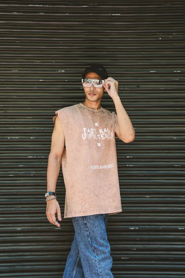 Peach_Cotton_Acid_Wash_Oversized_Sleeveless_T-Shirt_For_Unisex