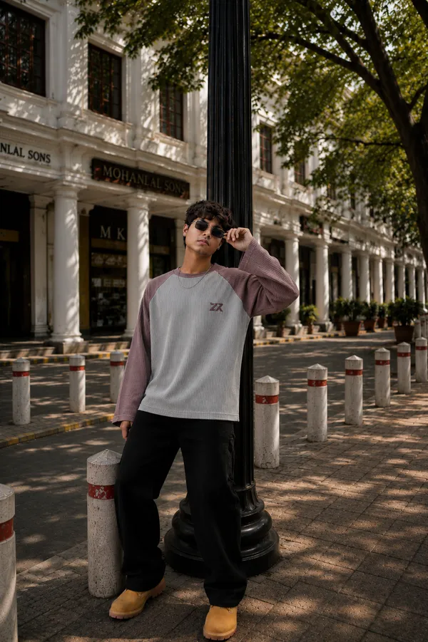 Grey_And_Mauve_Cotton_Raglan_Full_Sleeve_T-Shirt_For_Unisex