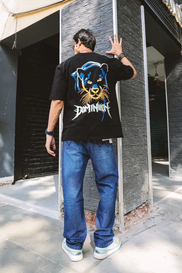 Black_Cotton_Oversized_Panther_Print_T-Shirt_For_Unisex