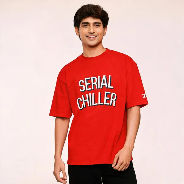 Red_Cotton_Oversized_Serial_Chiller_Print_T-Shirt_For_Unisex