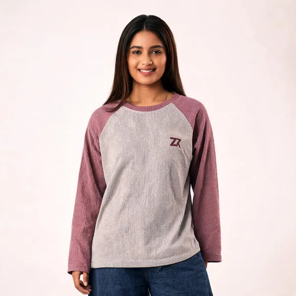 Grey_And_Mauve_Cotton_Raglan_Full_Sleeve_T-Shirt_For_Unisex