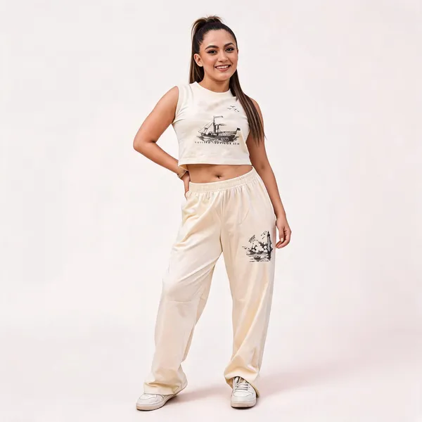Cream_Cotton_Printed_Sleeveless_Crop_Top_And_Pants_Co-Ord_Set_For_Women