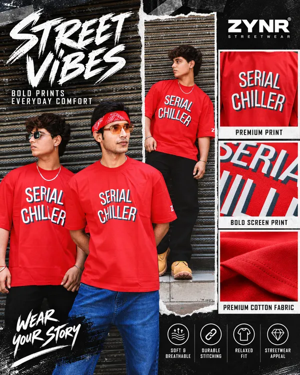 Red_Cotton_Oversized_Serial_Chiller_Print_T-Shirt_For_Unisex