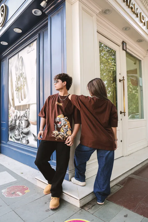 Brown_Cotton_Oversized_Tiger_Print_T-Shirt_For_Unisex