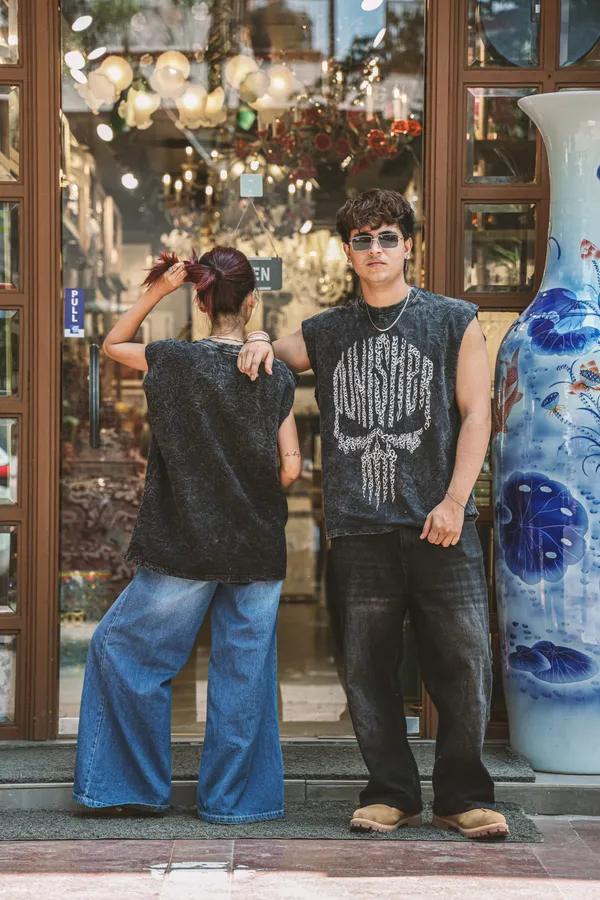 Black_Cotton_Acid_Wash_Sleeveless_Skull_Print_T-Shirt_For_Unisex