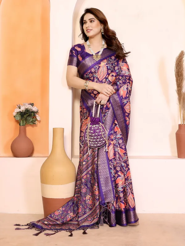 Purple_Cotton_Silk_Floral_Paisley_Printed_Saree_With_Blouse_Piece_For_Women