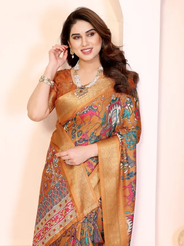Mustard_Cotton_Silk_Traditional_Printed_Zari_Border_Saree_For_Women