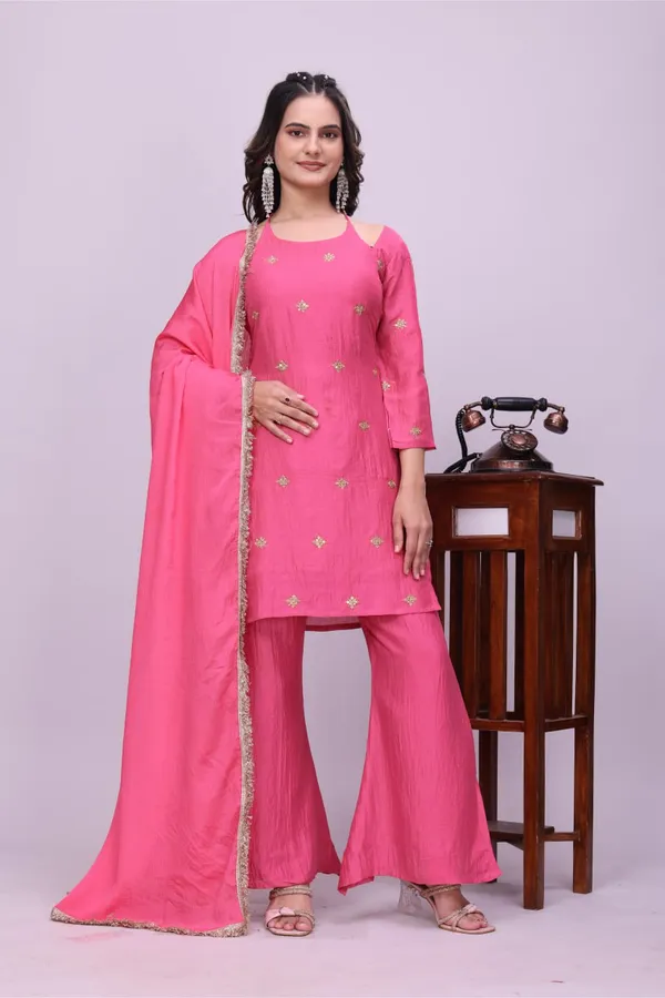 Pink_Vichitra_Silk_Embroidered_Kurta_Palazzo_Set_With_Dupatta_For_Women