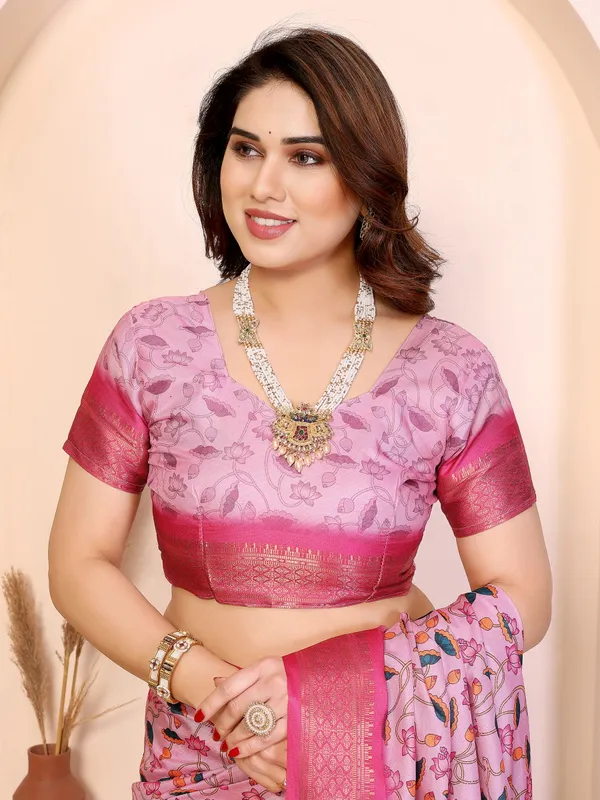 Pink_Cotton_Silk_Floral_Printed_Saree_With_Blouse_Piece_For_Women