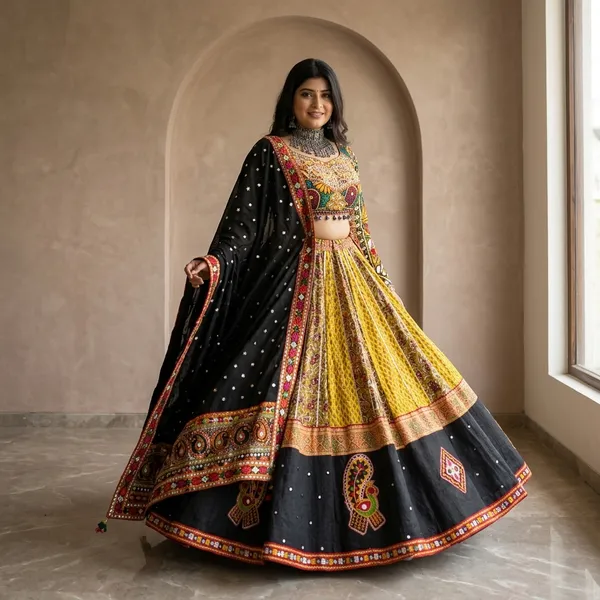 Multicolor_Muslin_Cotton_Flared_Printed_Lehenga_Choli_Set_For_Women