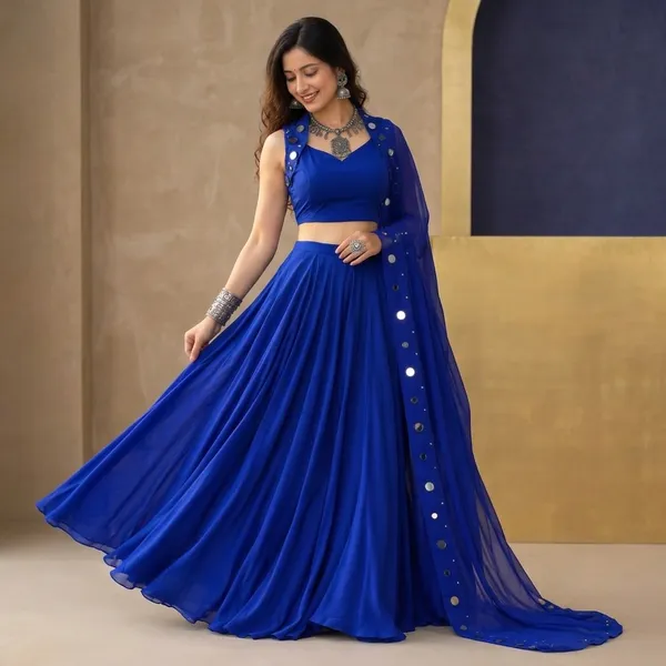 Blue_Cotton_Flared_Embellished_Lehenga_Choli_Set_For_Women
