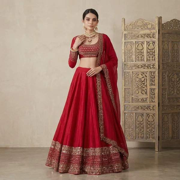 Red_Vichitra_Silk_Embroidered_Lehenga_Choli_Set_For_Women
