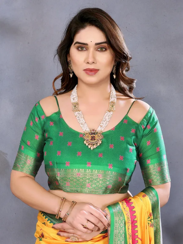 Yellow_Cotton_Silk_Traditional_Printed_Saree_With_Blouse_Piece_For_Women