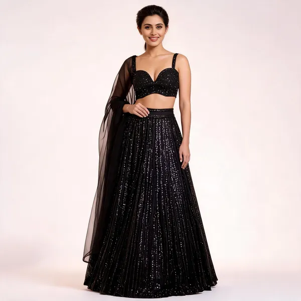 Black_Georgette_Sequin_Embellished_Lehenga_Choli_Set_For_Women