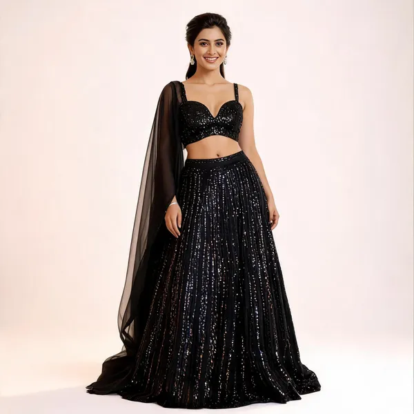 Black_Georgette_Sequin_Embellished_Lehenga_Choli_Set_For_Women