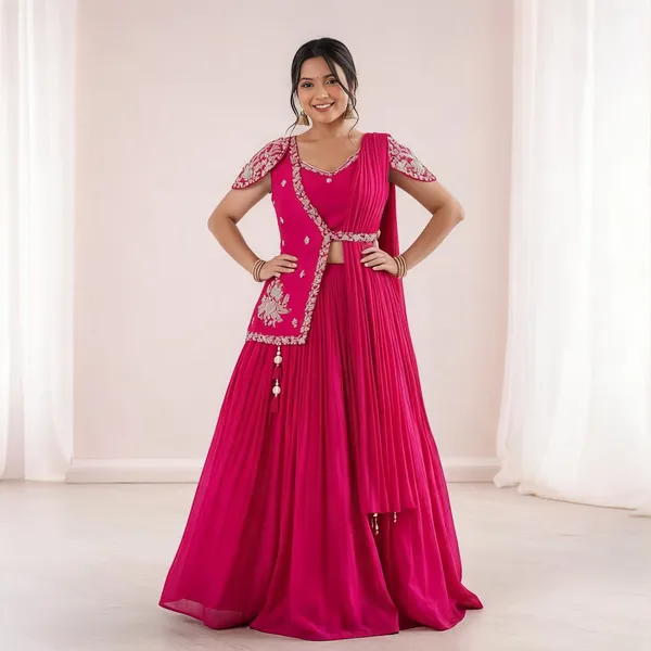 Magenta_Chinon_Flared_Embroidered_Lehenga_Choli_For_Women