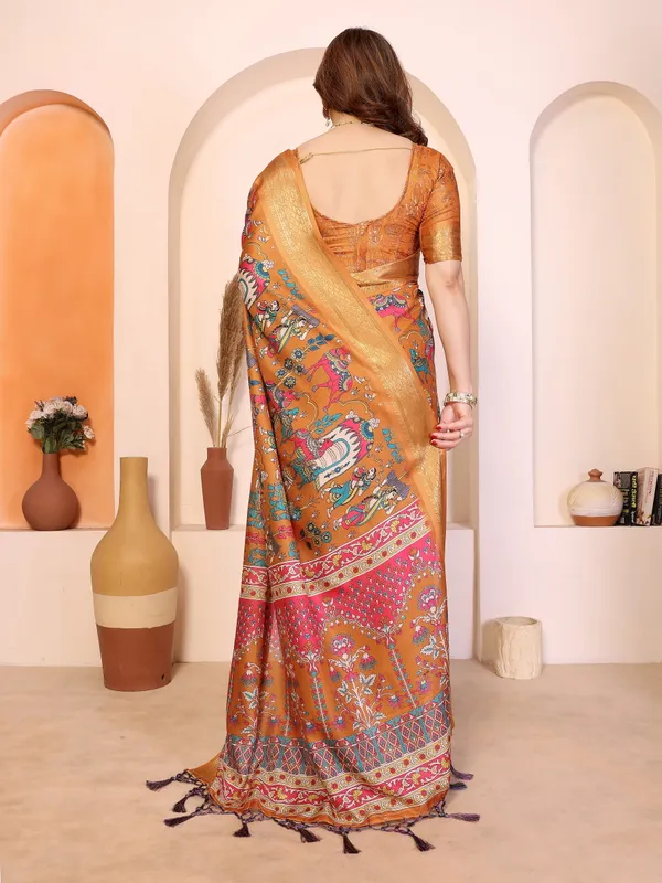 Mustard_Cotton_Silk_Traditional_Printed_Zari_Border_Saree_For_Women