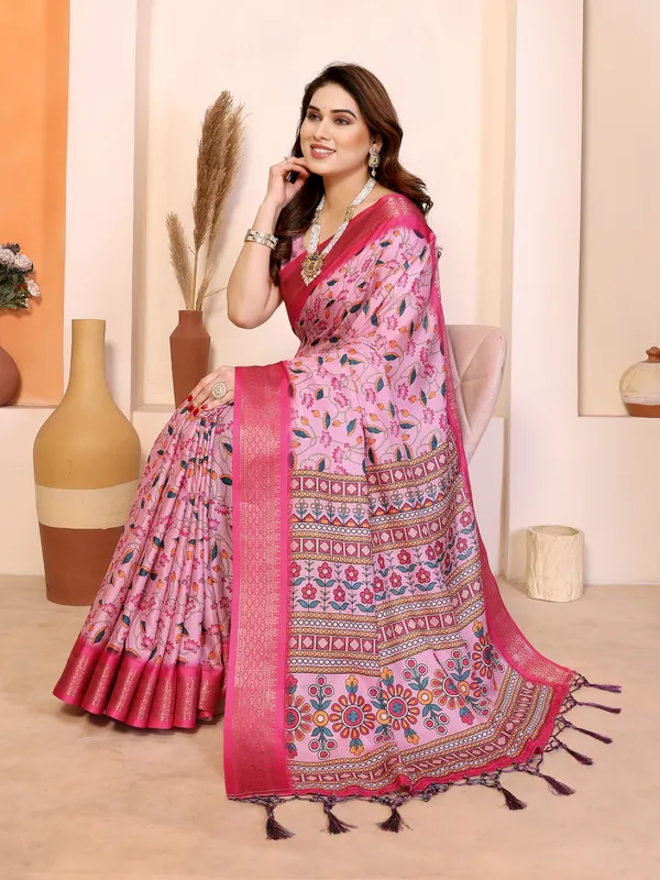 Pink_Cotton_Silk_Floral_Printed_Saree_With_Blouse_Piece_For_Women