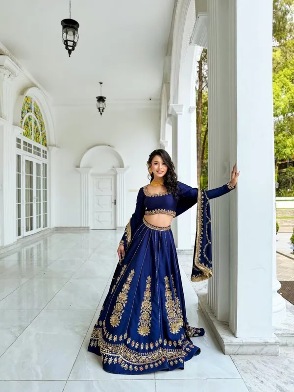 Navy_Blue_Chinon_Flared_Embroidered_Lehenga_Choli_For_Women