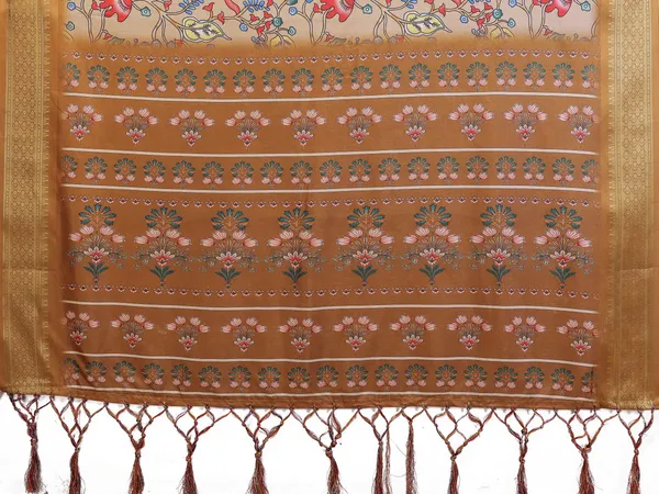 Brown_Cotton_Silk_Floral_Printed_Saree_With_Blouse_Piece_For_Women