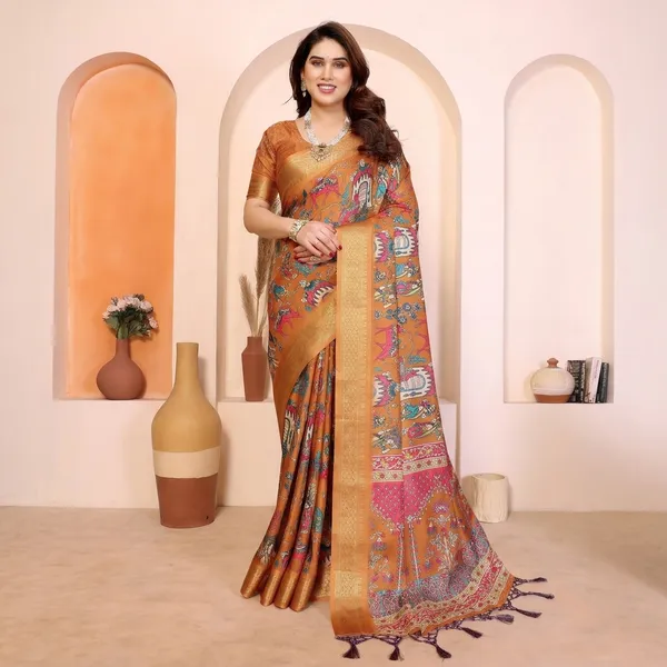 Mustard_Cotton_Silk_Traditional_Printed_Zari_Border_Saree_For_Women