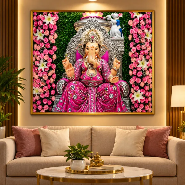 Mdf_Wood_Resin_Art_Lord_Ganesha_Glossy_Wall_Art_Frame