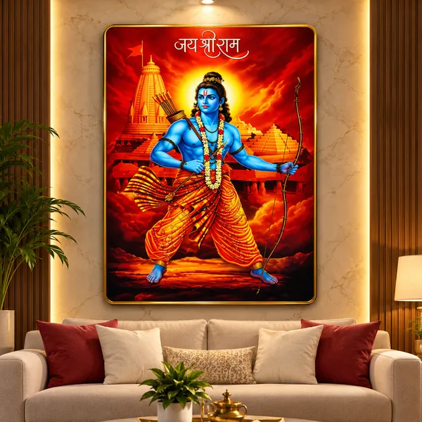 Mdf_Wood_Resin_Art_Lord_Shri_Ram_Glossy_Wall_Art_Frame