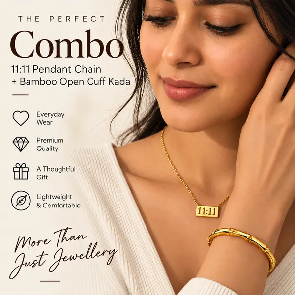 Golden_Harmony_11:11_Pendant_&_Bamboo_Cuff_Set