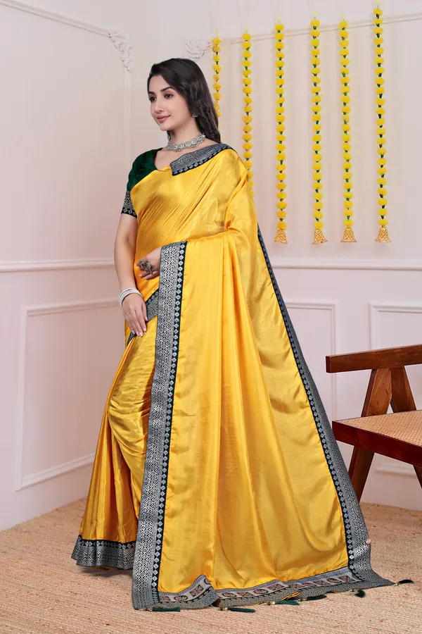 Yellow_Dola_Silk_Saree_With_Blouse_For_Women